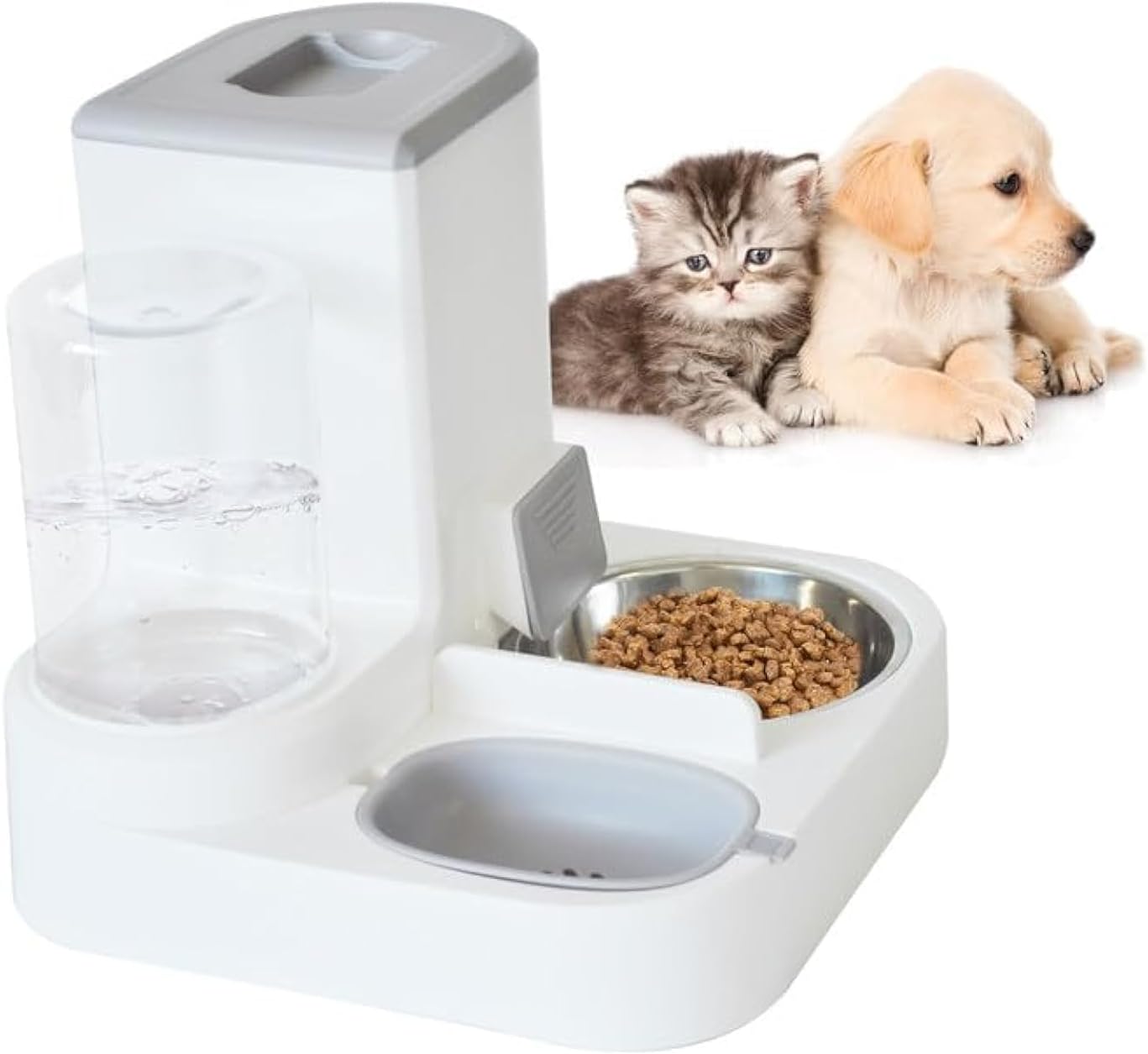 Automatic Pet Feeder and Water Bowl for Dogs and Cats - Grey - 1 Piece - Image 1