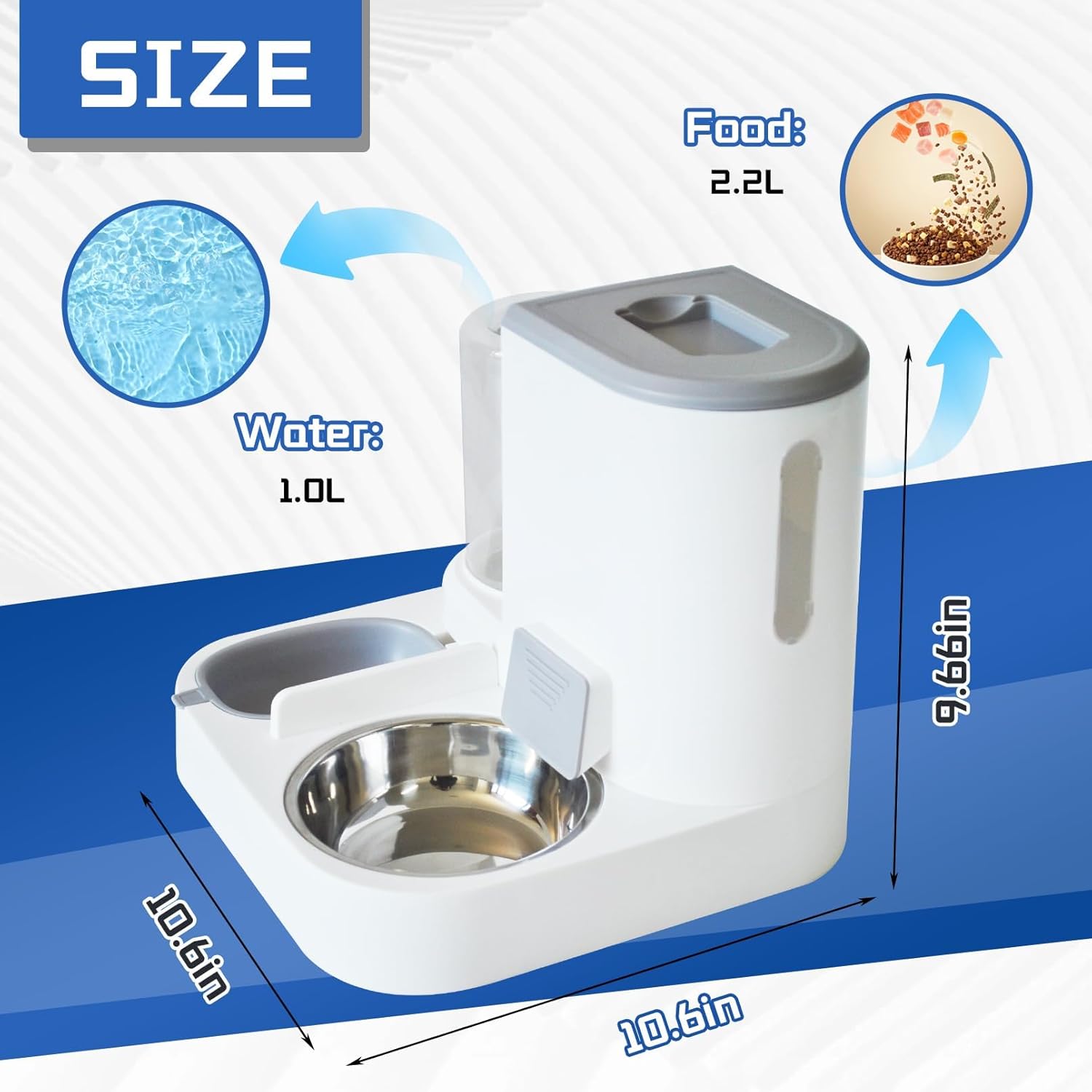 Automatic Pet Feeder and Water Bowl for Dogs and Cats - Grey - 1 Piece - Image 2