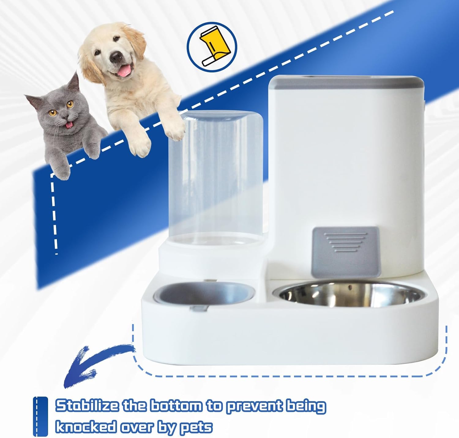 Automatic Pet Feeder and Water Bowl for Dogs and Cats - Grey - 1 Piece - Image 4