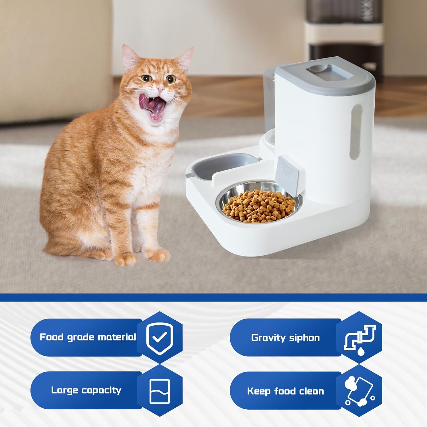 Automatic Pet Feeder and Water Bowl for Dogs and Cats - Grey - 1 Piece - Image 5