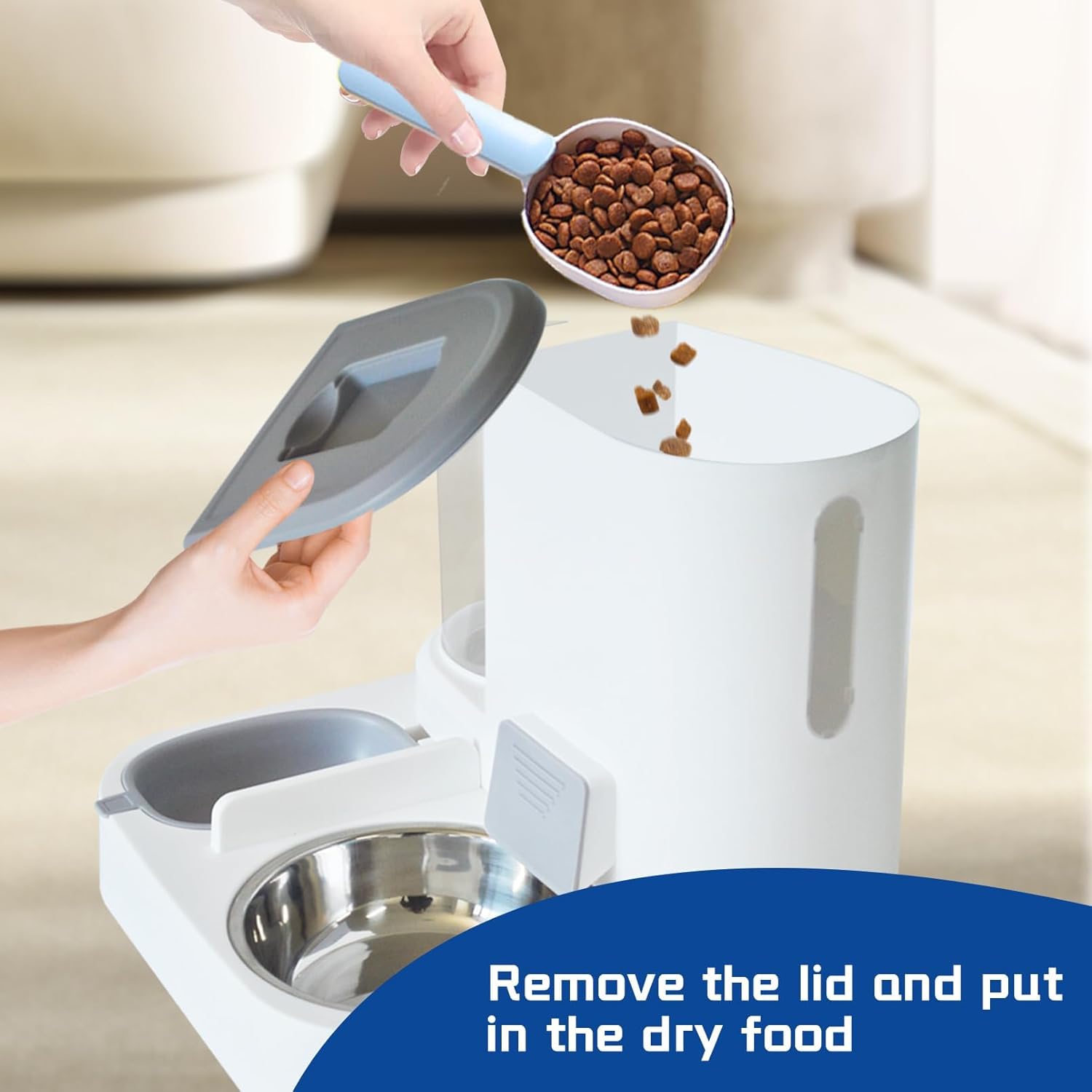 Automatic Pet Feeder and Water Bowl for Dogs and Cats - Grey - 1 Piece - Image 7