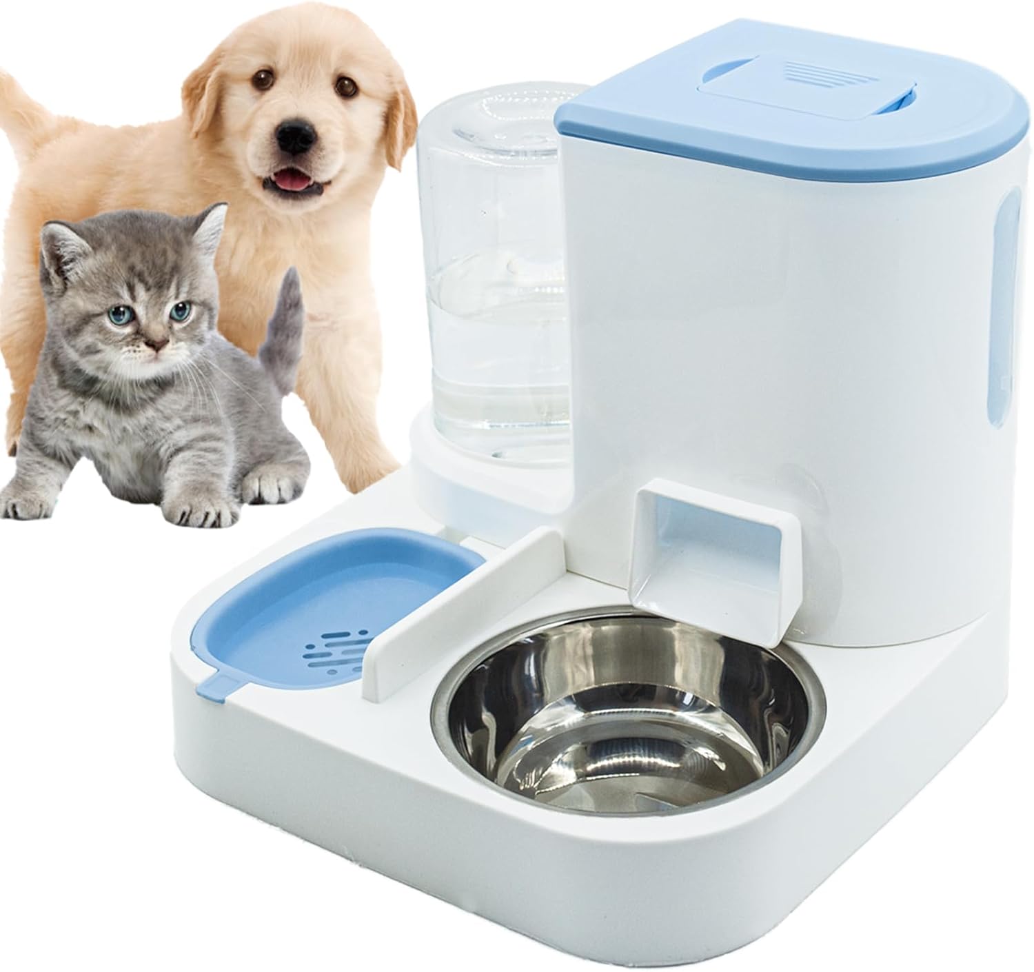Automatic Pet Feeder and Water Bowl for Dogs and Cats - Blue - Image 1