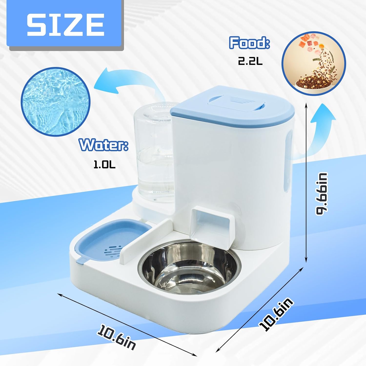 Automatic Pet Feeder and Water Bowl for Dogs and Cats - Blue - Image 3