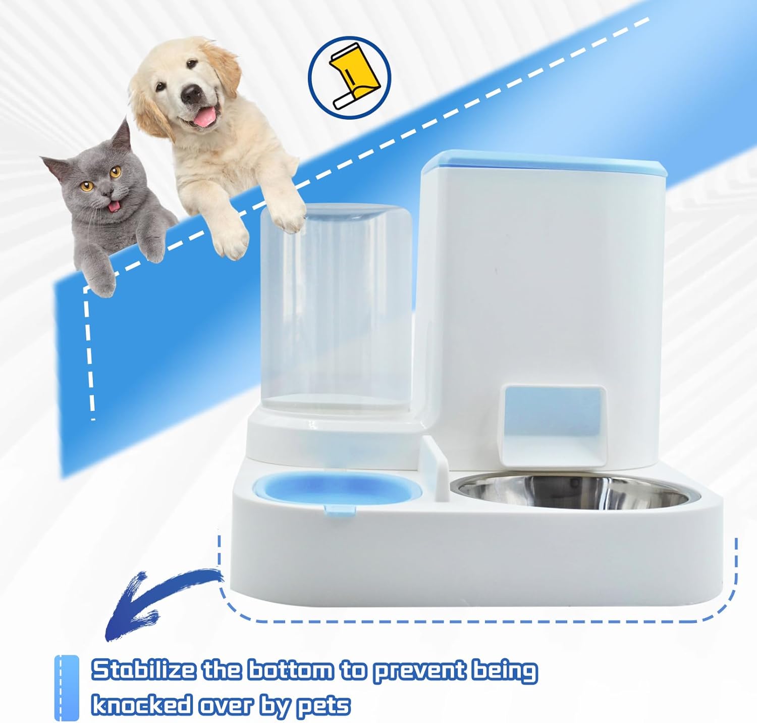 Automatic Pet Feeder and Water Bowl for Dogs and Cats - Blue - Image 7