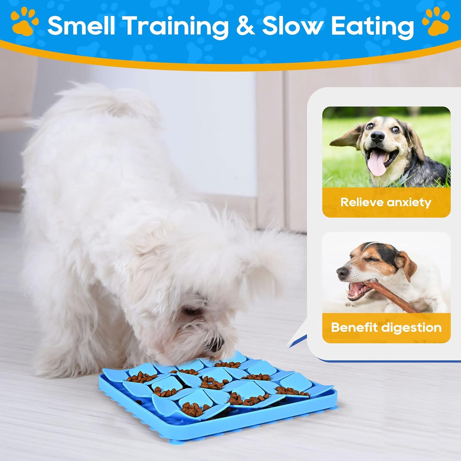 Slow Feeder Dog Cat Bowl Blue 1 Piece Pet Food Bowl - Image 3