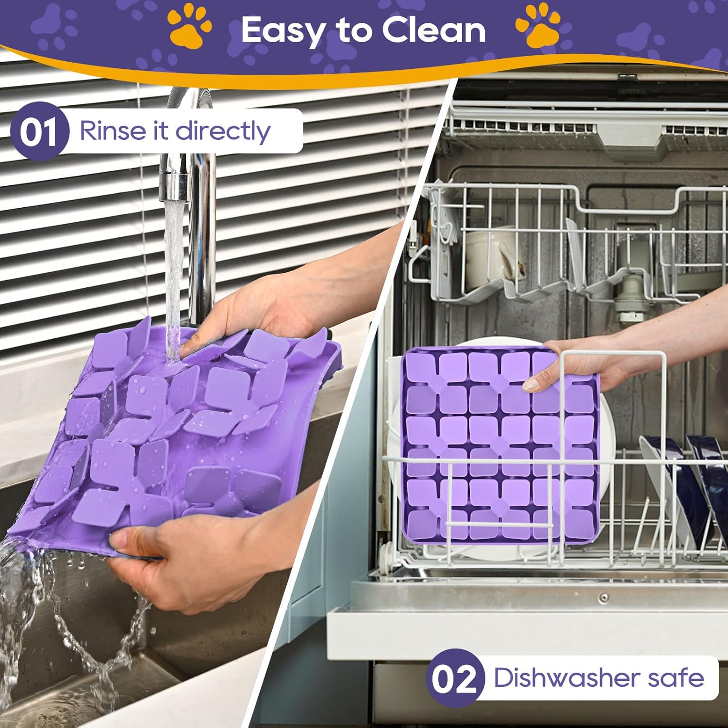 Slow Feeder Dog Cat Bowl 1 Piece Purple Interactive Pet Feeding Bowl - Image 4