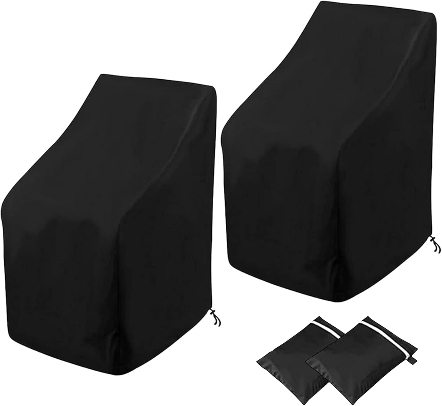 2 Pack Waterproof Outdoor Furniture Covers for Garden Cushions Stacking Chairs Black - Image 1