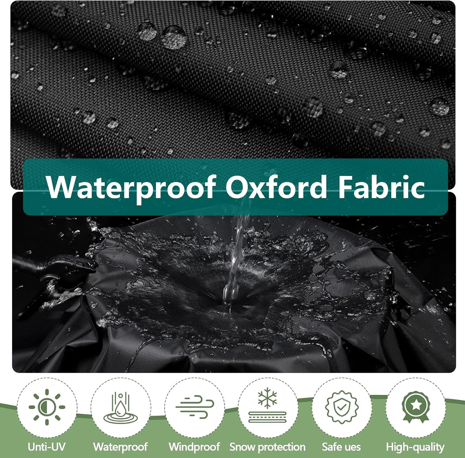 Garden Furniture Cover 115x190cm Waterproof Outdoor Furniture Protector for Garden Chairs Black - Image 3
