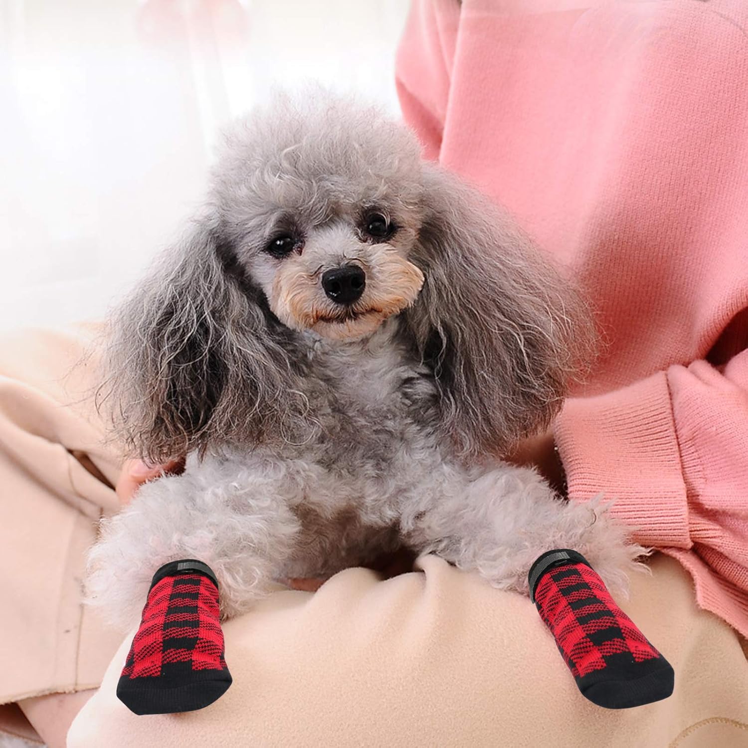 Dog Socks Size S Red Anti-Slip Pet Paw Protectors for Indoor Use - Image 6
