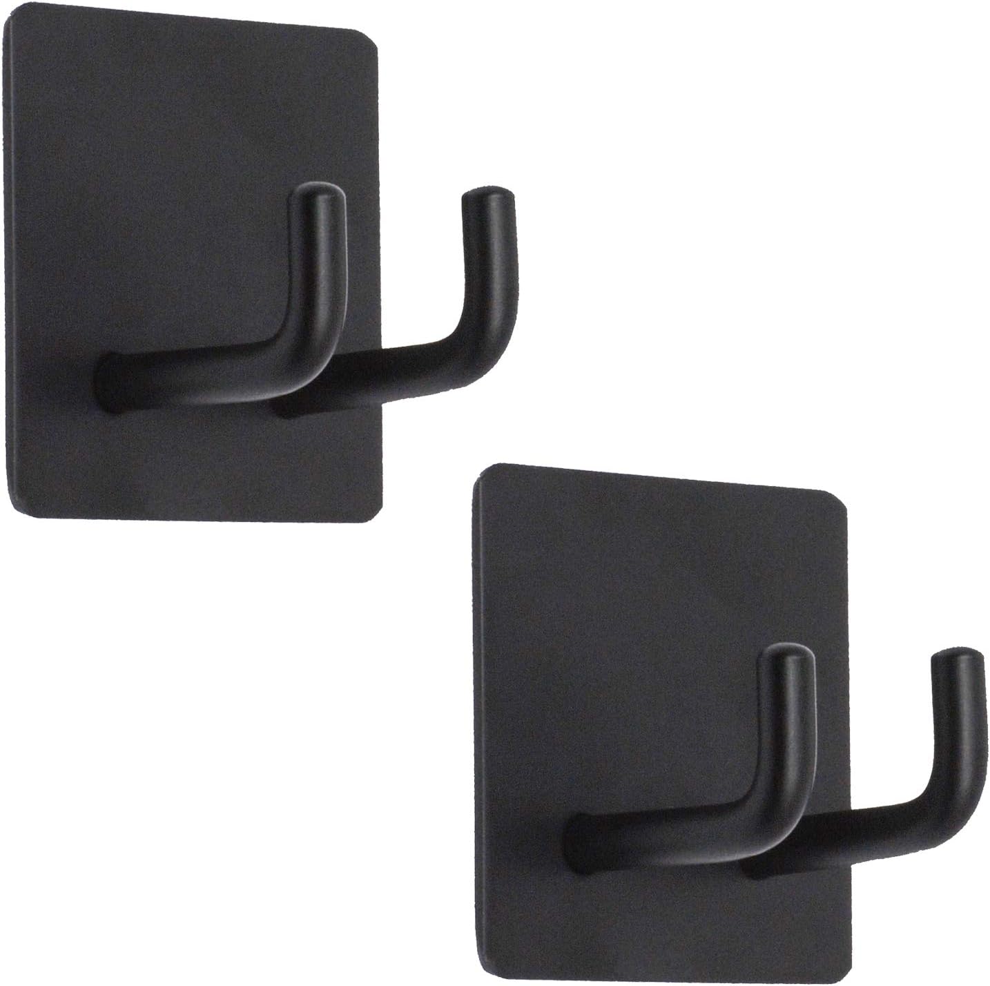 2 Pack Black Stainless Steel Non-Slip Self-Adhesive Bathroom Towel Holders - Image 1