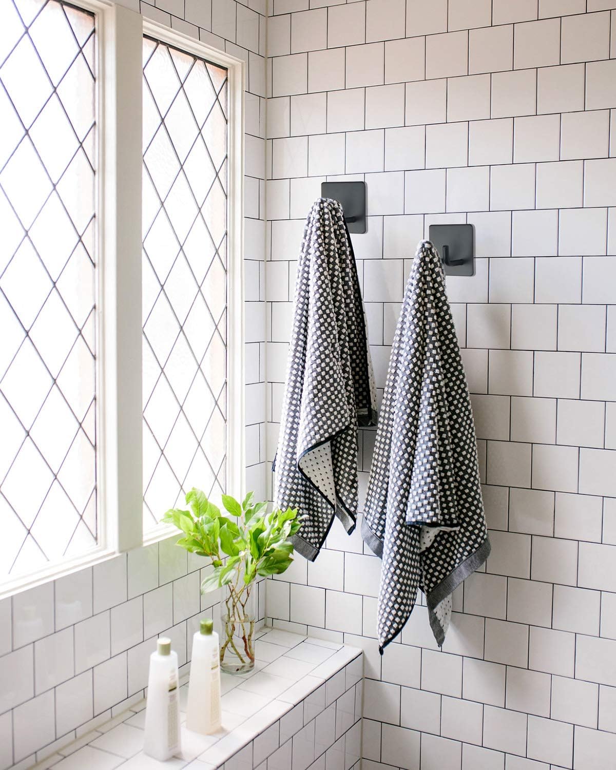 2 Pack Black Stainless Steel Non-Slip Self-Adhesive Bathroom Towel Holders - Image 3