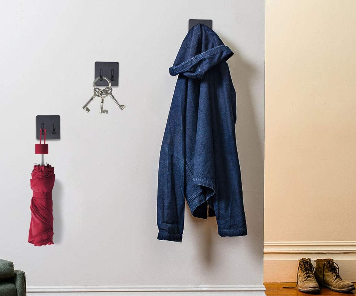 2 Pack Black Stainless Steel Non-Slip Self-Adhesive Bathroom Towel Holders - Image 4