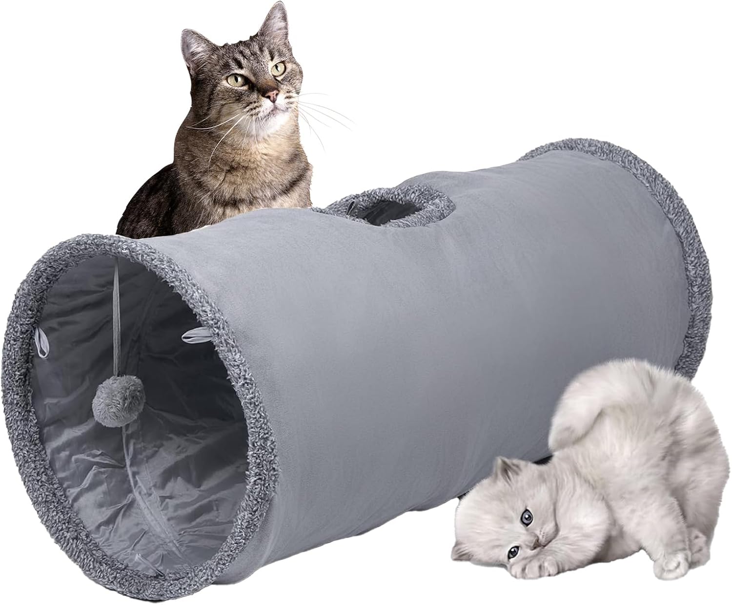 Cat Play Tunnel - 1 Piece - Indoor Outdoor Pet Play Tube - Crawl Tunnel - Play House - Grey - Image 1