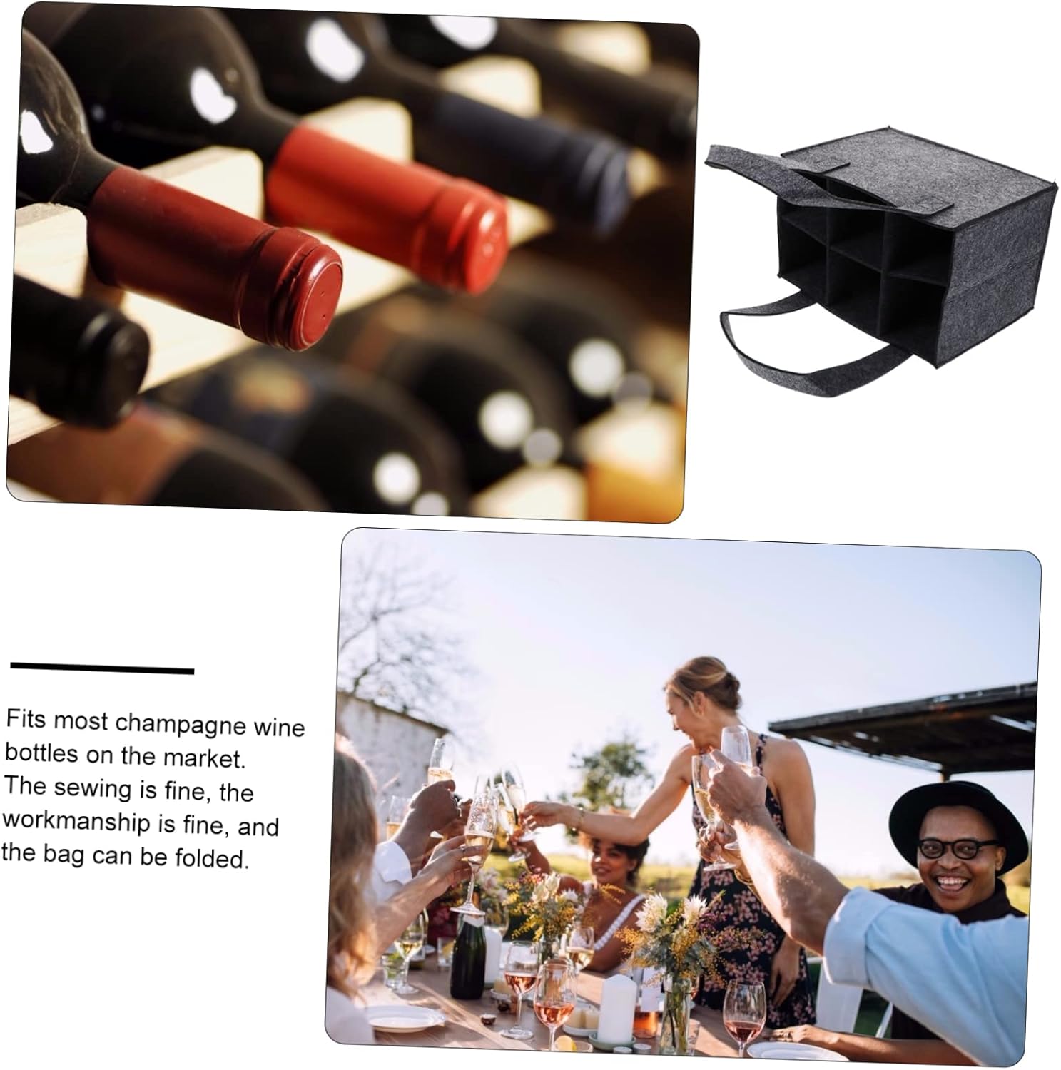 6 Bottle Wine Rack - Dark Grey - Storage Organizer for Bottles - Image 7