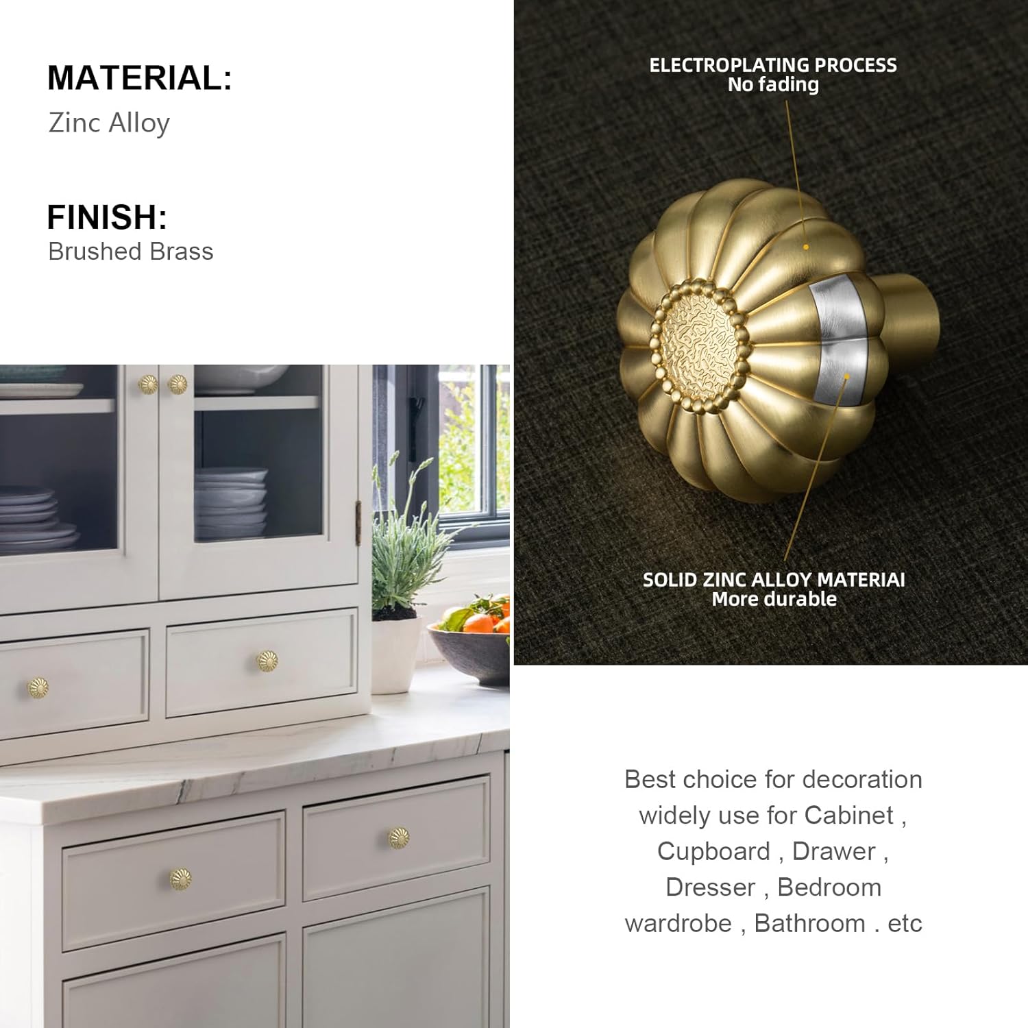 2 Pack 30mm Gold Cabinet Door Knobs Drawer Handles - Image 2