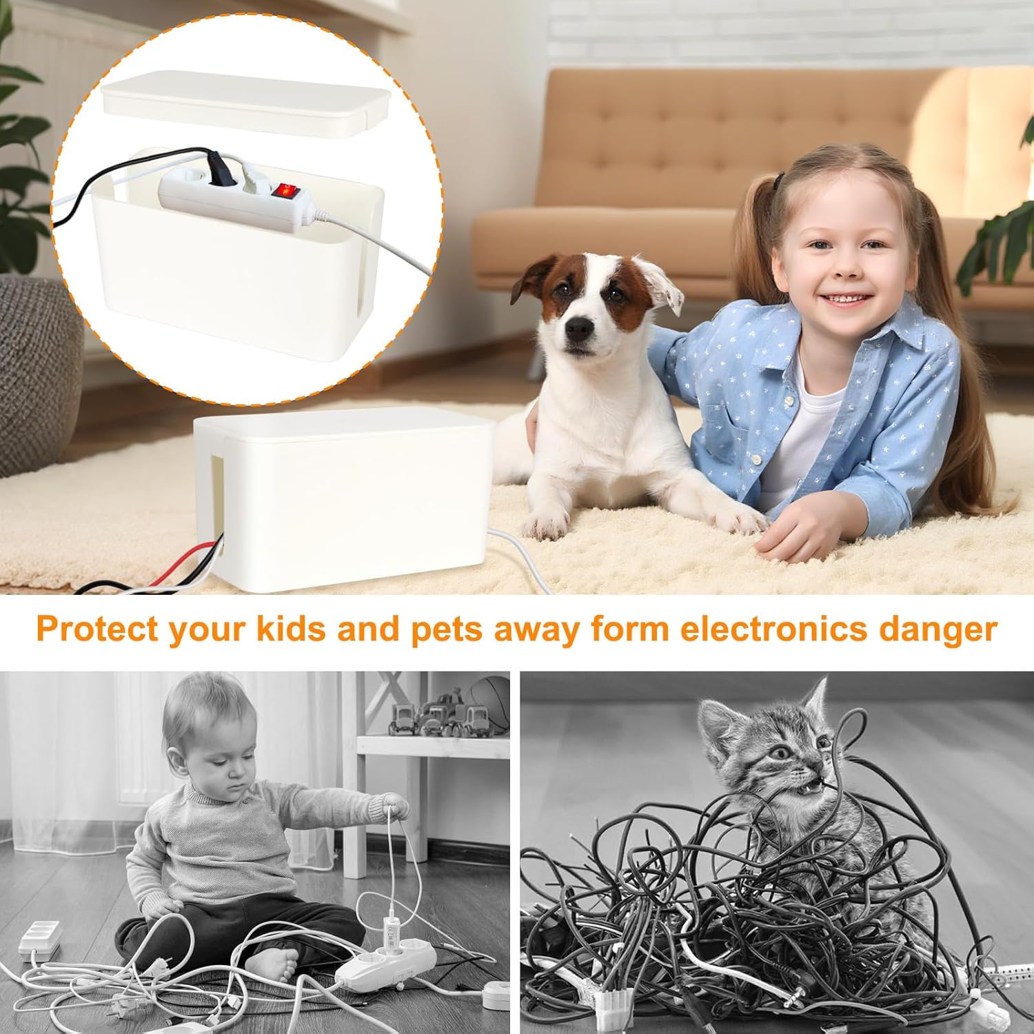 1 Piece Cable Organizer Box White Multifunctional Cable Management Solution - Image 2
