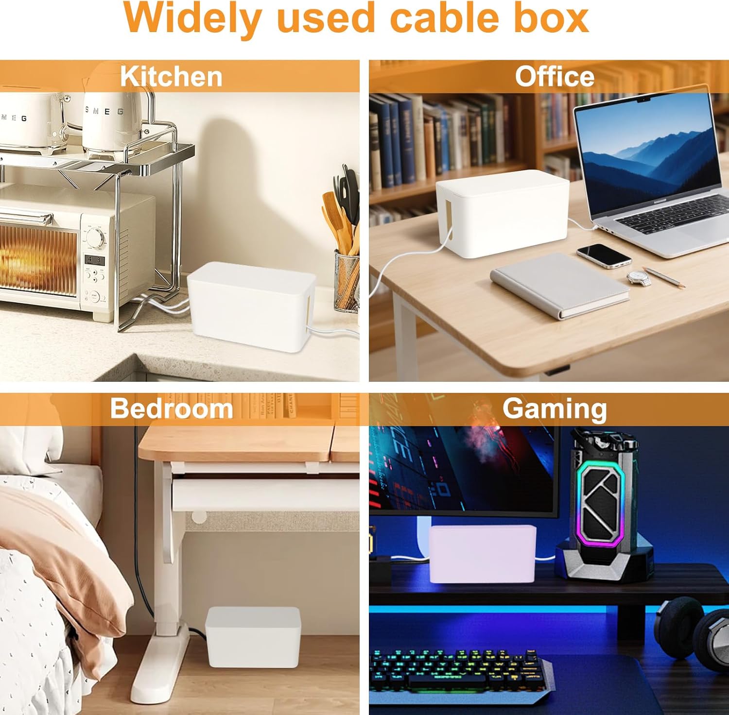 1 Piece Cable Organizer Box White Multifunctional Cable Management Solution - Image 4