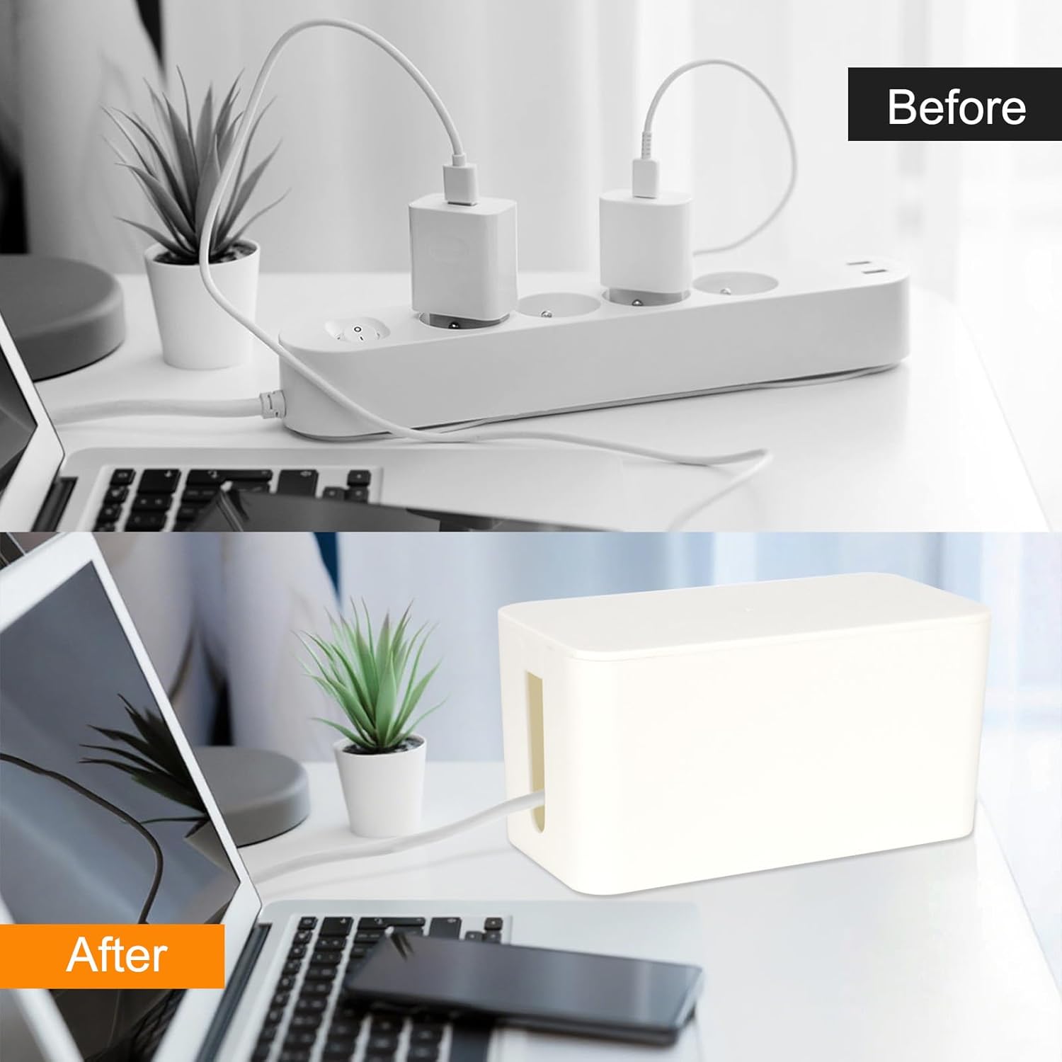 1 Piece Cable Organizer Box White Multifunctional Cable Management Solution - Image 5