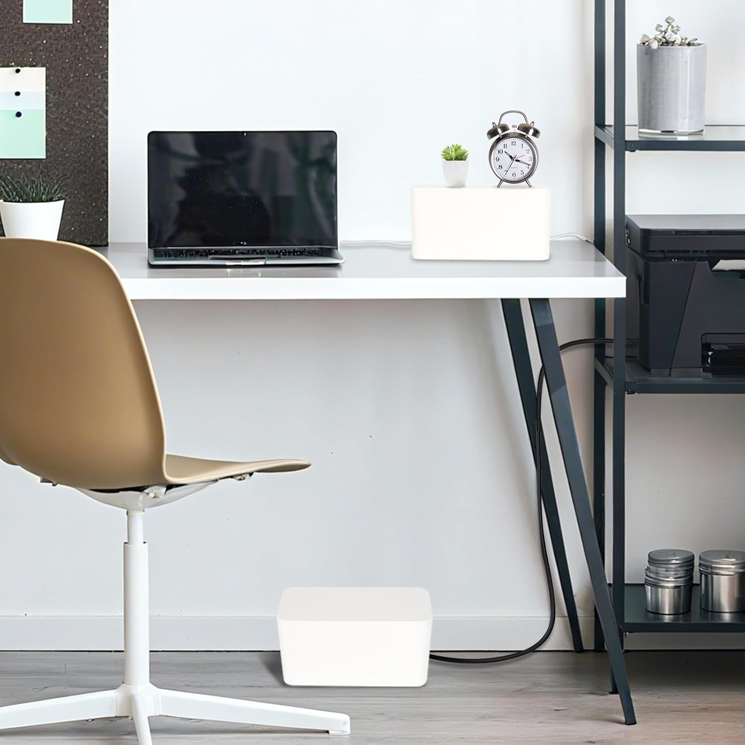 1 Piece Cable Organizer Box White Multifunctional Cable Management Solution - Image 7