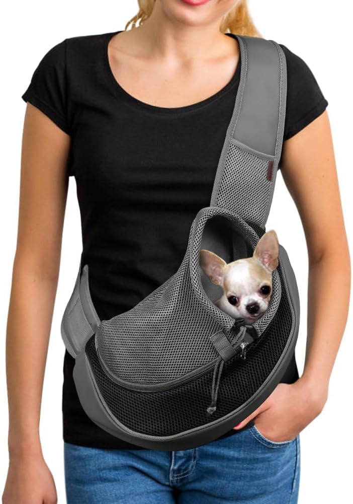 Dog Carrier Bag 40cm x 25cm Black Pet Travel Pouch for Small to Medium Dogs - Image 1