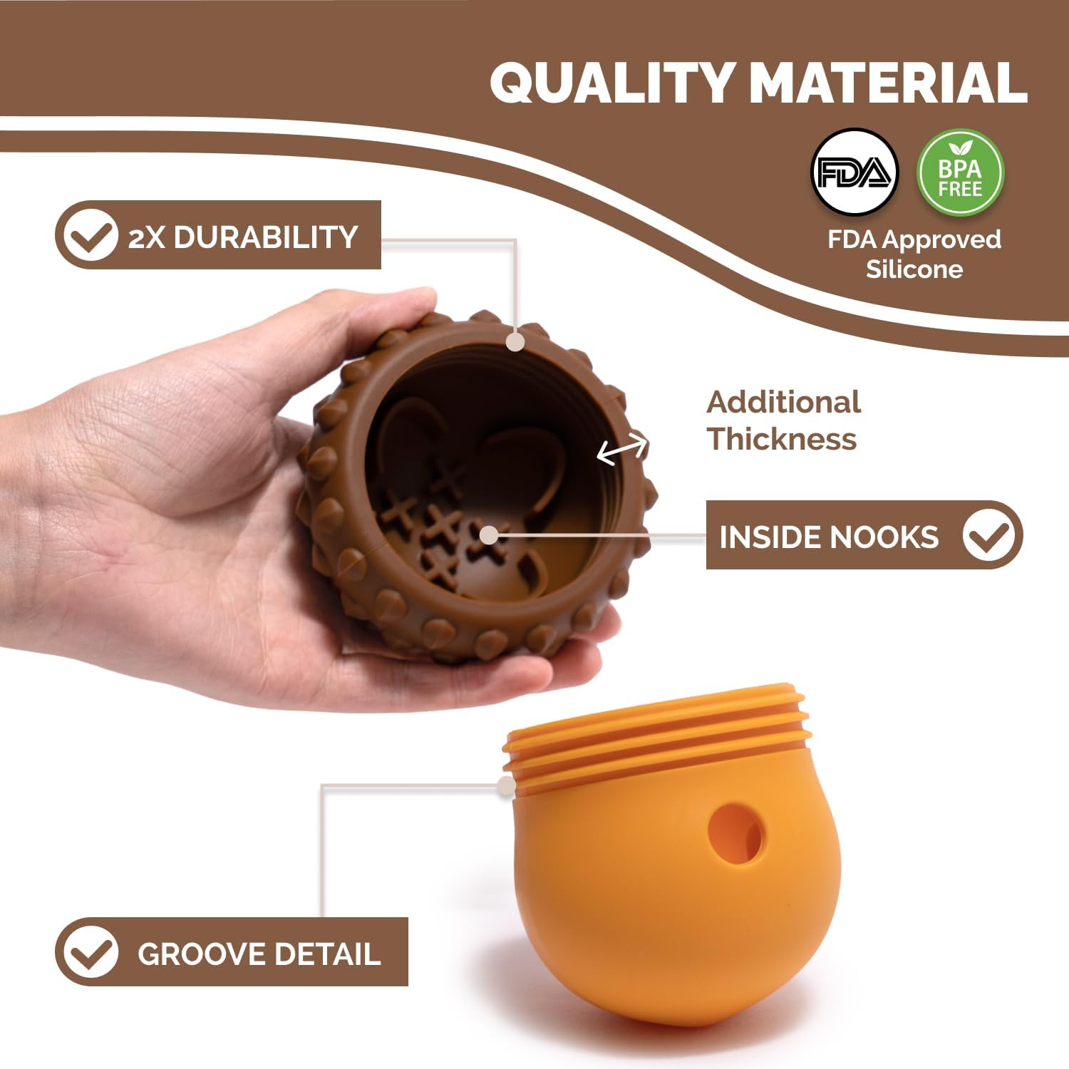 Interactive Food-Grade Silicone Dog Treat Dispenser Toy for Mental Stimulation and Healthy Eating with Removable Lid Dishwasher Safe Suitable for All Dog Sizes - Image 2