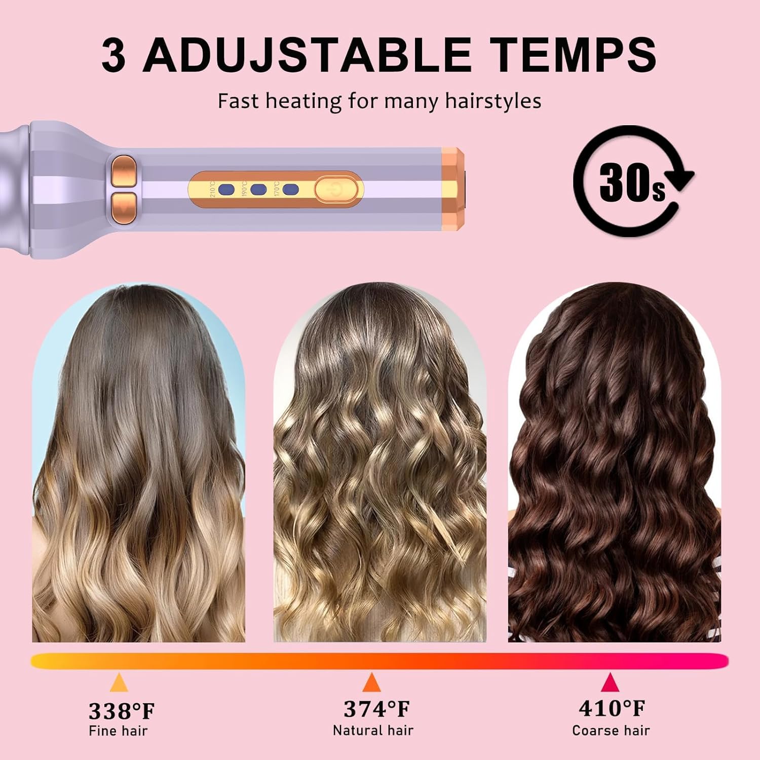 1 Piece Automatic Curling Iron Hair Curler Styling Tool Purple - Image 3