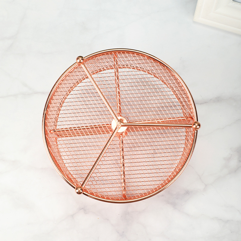 17x17x13cm Rose Gold Metal Mesh Desk Organizer Office Supplies Storage - Image 7