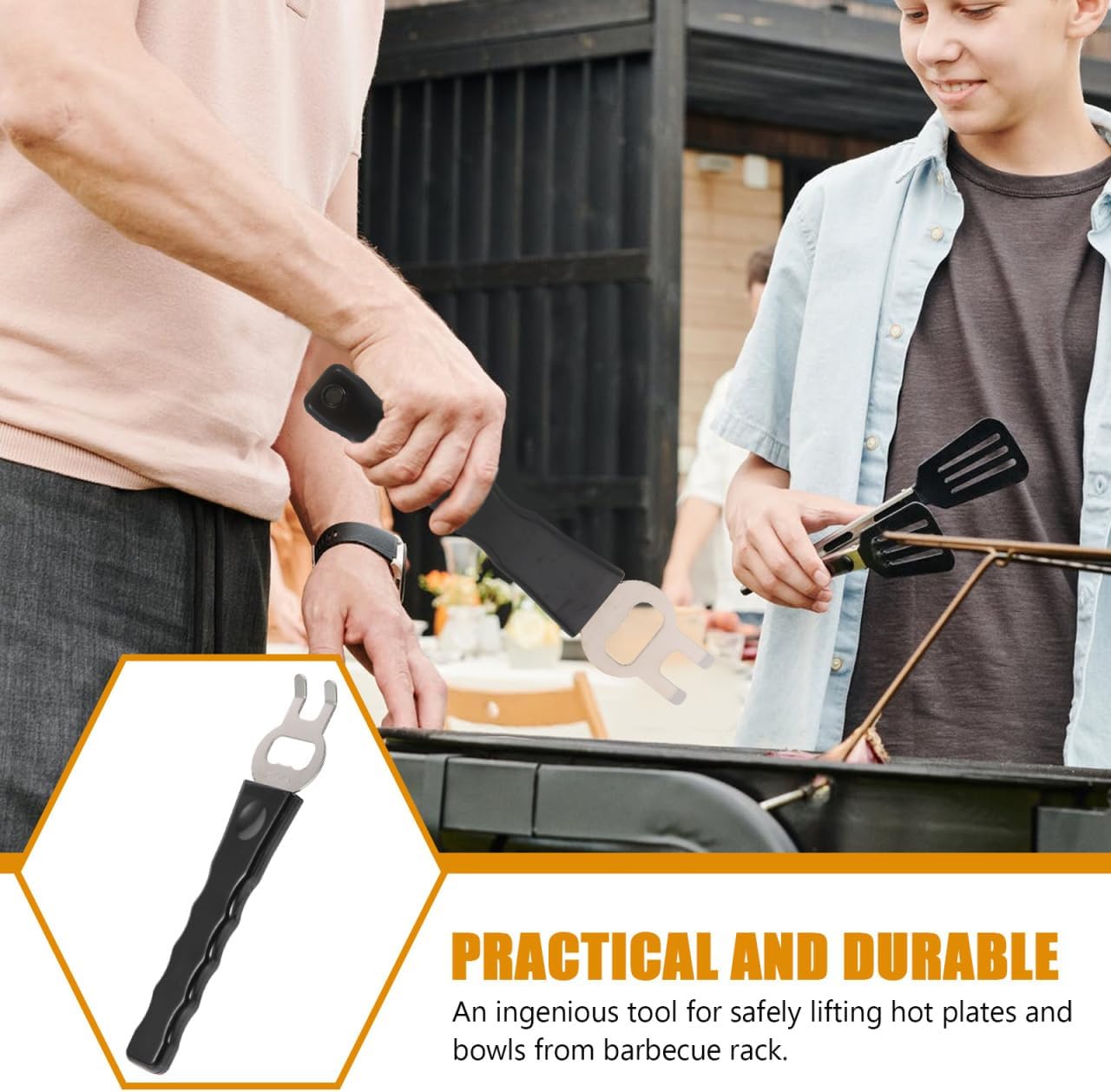 1 Piece Cast Iron & Stainless Steel Grill Lifter Tool - Heavy Duty BBQ Accessory for Safe Grill Movement - Image 4