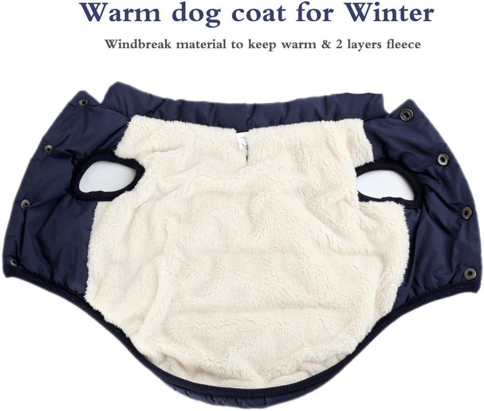 Winter Dog Coat Marine Blue Size L - Warm Pet Clothing for Cold Weather - Image 3