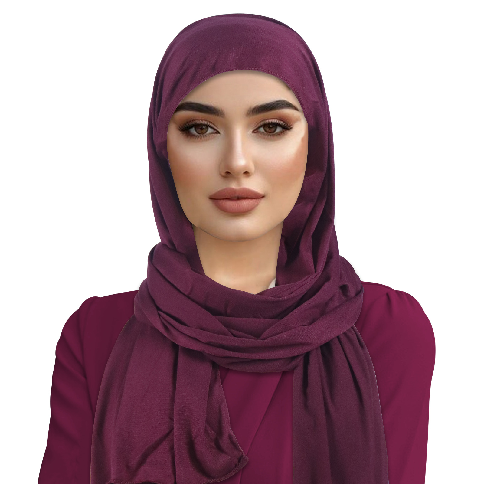Women's Cotton Headscarf Turban Hat Dark Red 1 Piece - Image 1
