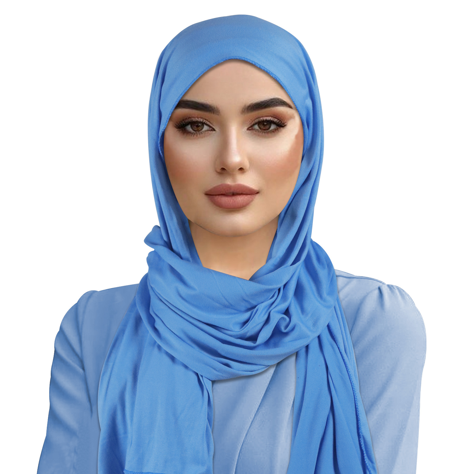 Women's Denim Blue Cotton Headscarf Head Cover Turban Hat 1 Piece - Image 1