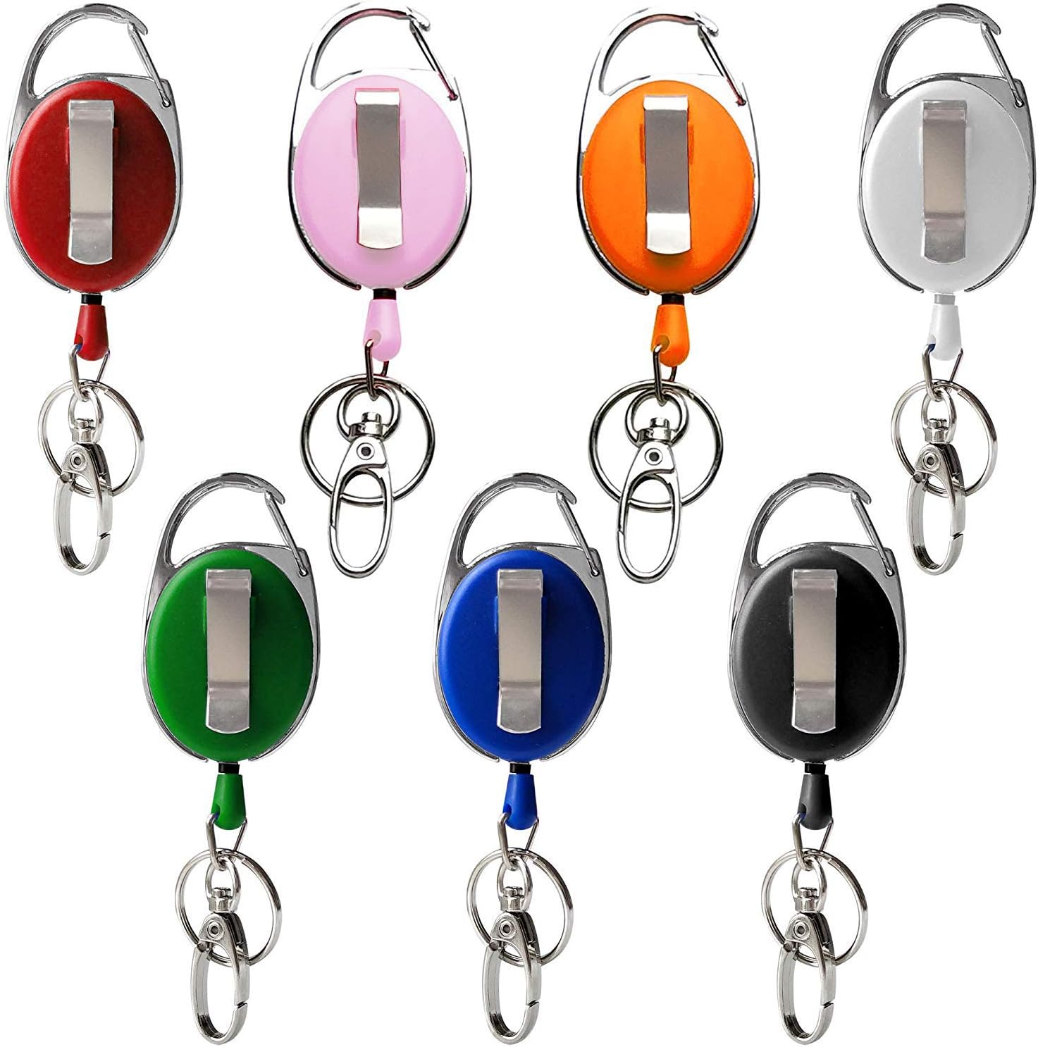 7 Pack Telescopic Keychain ID Lanyard Holder for Keys and ID Cards - Image 1