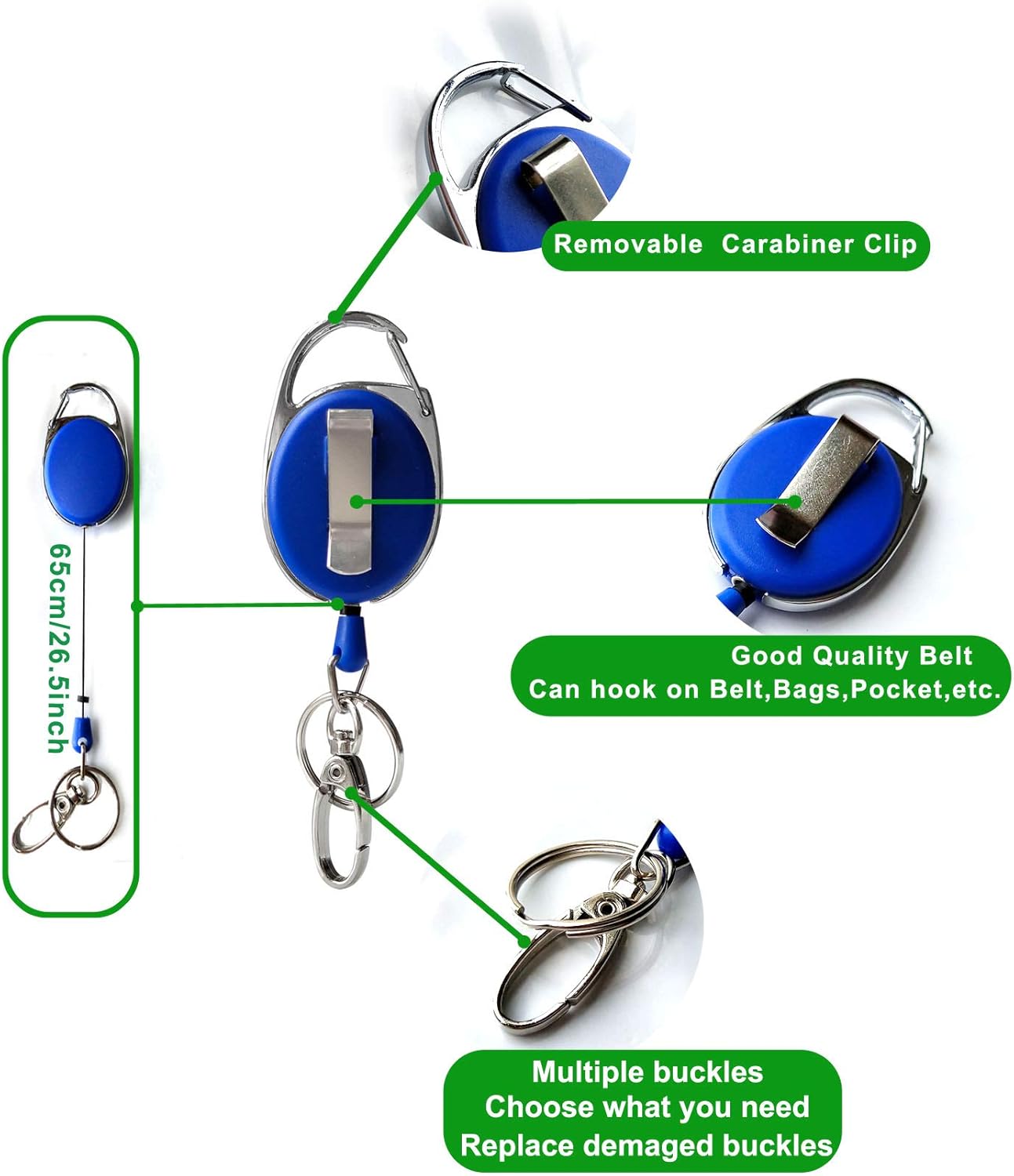7 Pack Telescopic Keychain ID Lanyard Holder for Keys and ID Cards - Image 6