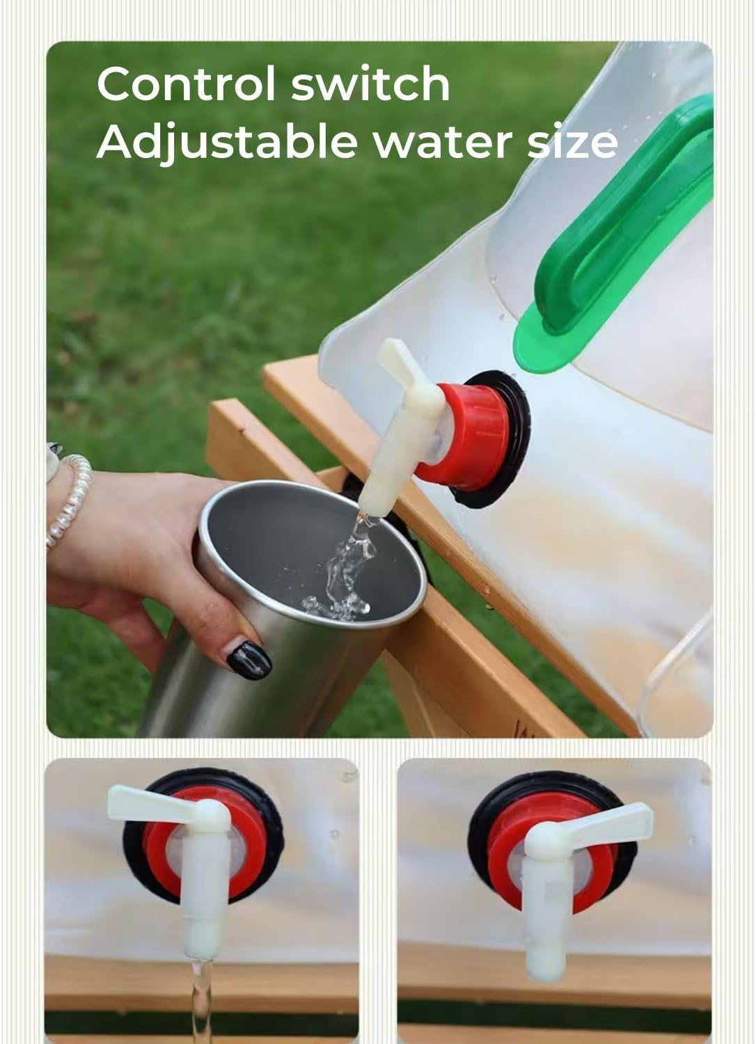 2 Pack Foldable Water Kettle with Tap Portable Food Grade BPA Free for Camping Hiking Emergency Use - Image 3