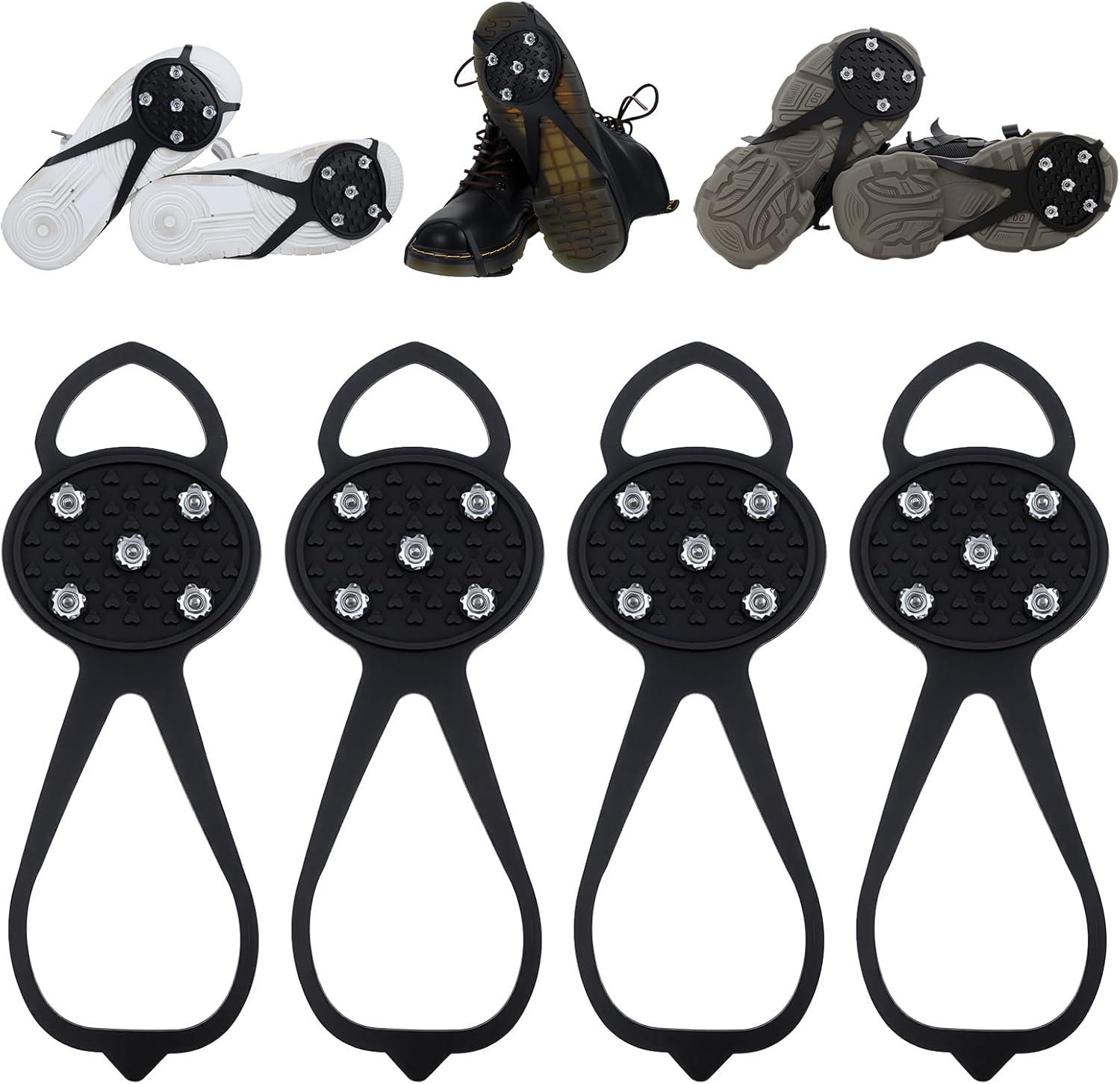 Anti-Slip Spikes Crampons with 5 Steel Teeth 2 Pairs for Traction on Ice and Snow - Image 1