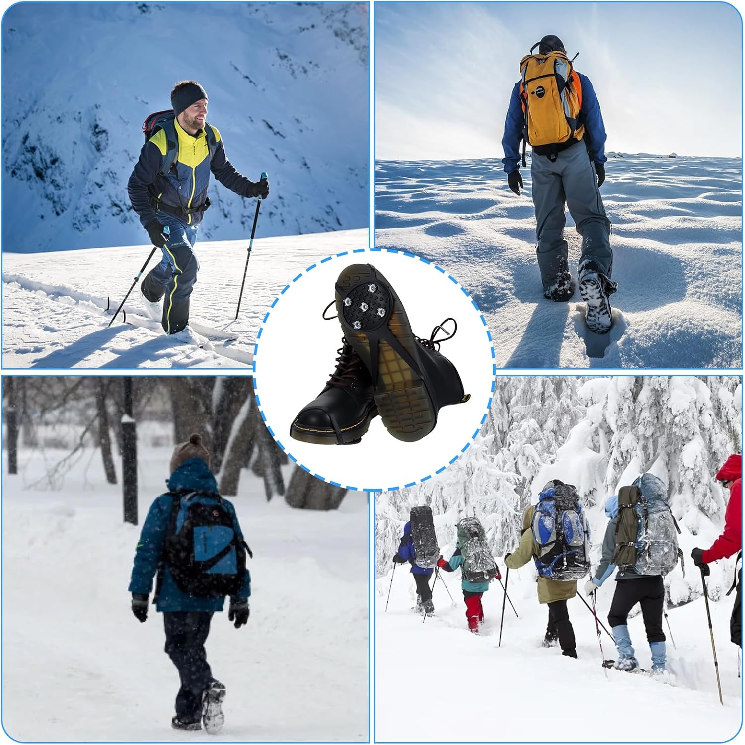 Anti-Slip Spikes Crampons with 5 Steel Teeth 2 Pairs for Traction on Ice and Snow - Image 6