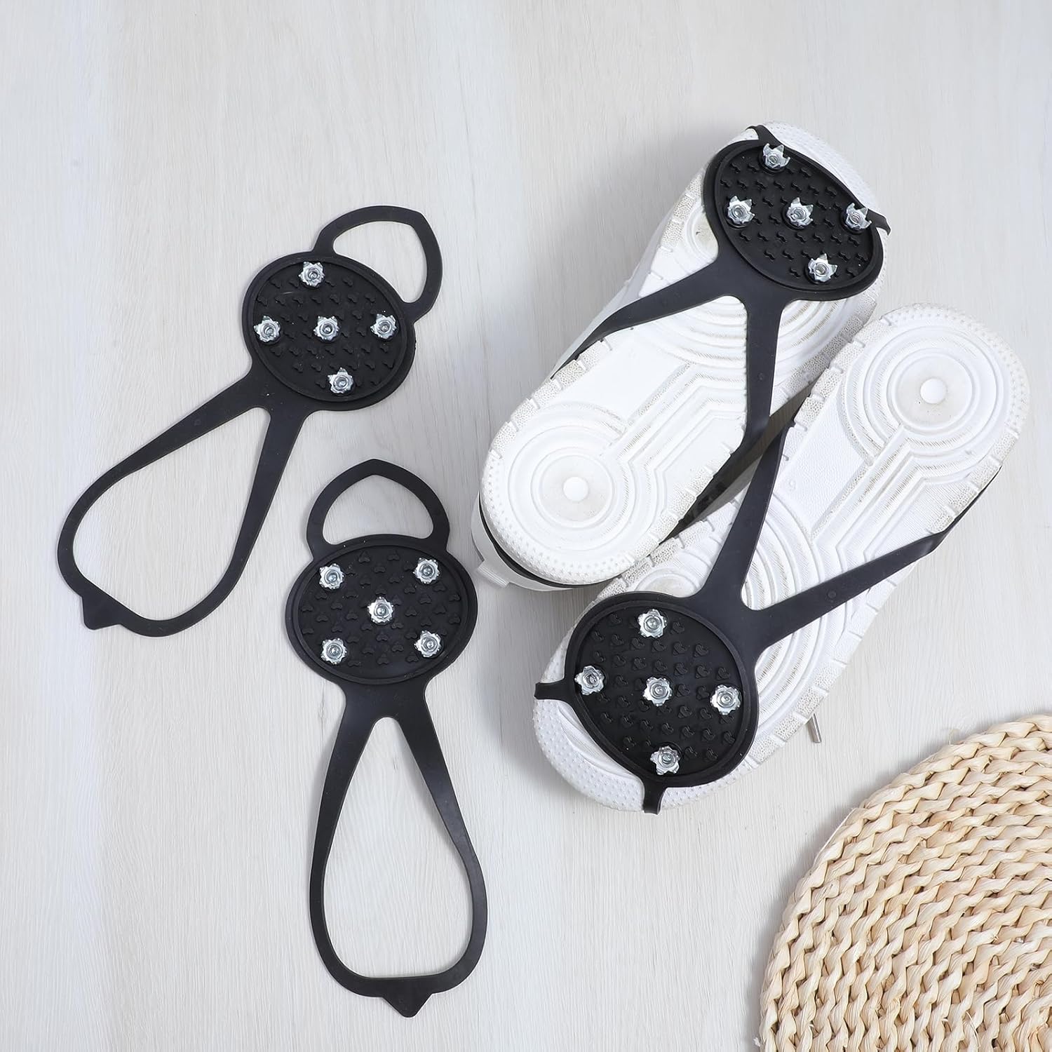 Anti-Slip Spikes Crampons with 5 Steel Teeth 2 Pairs for Traction on Ice and Snow - Image 7