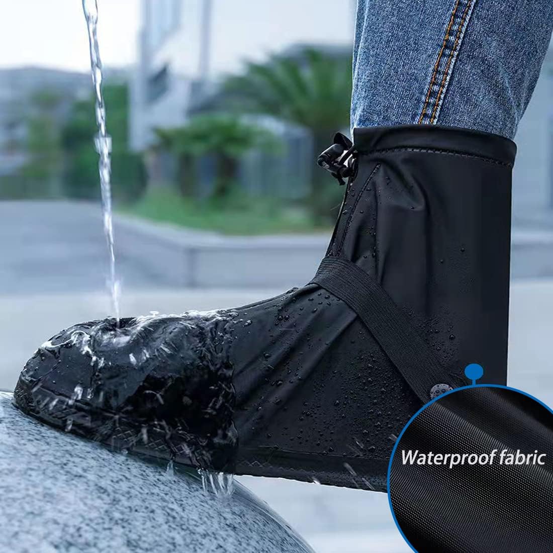 Waterproof Reusable Anti-Slip Overshoes Size 38-39 Black 1 Pair - Image 3