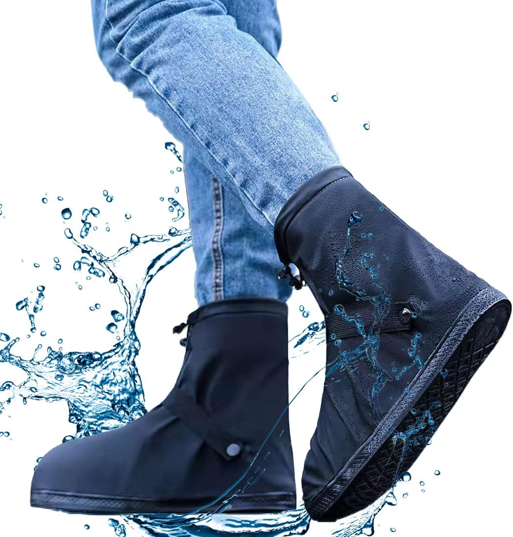 Waterproof Reusable Anti-Slip Over Shoes Boot Covers Size 40-42 Black 1 Pair - Image 1
