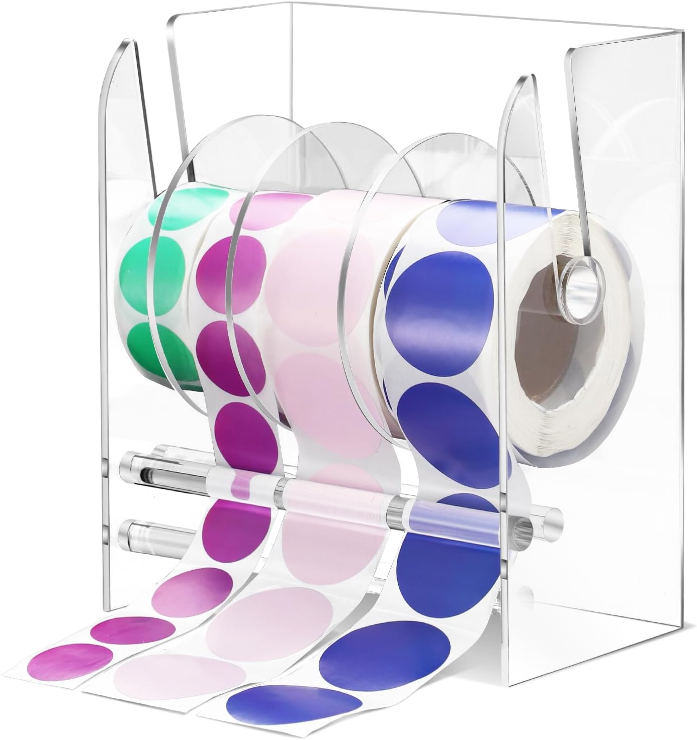 Adjustable Label Dispenser with 4 Rolls Transparent Design - Image 1