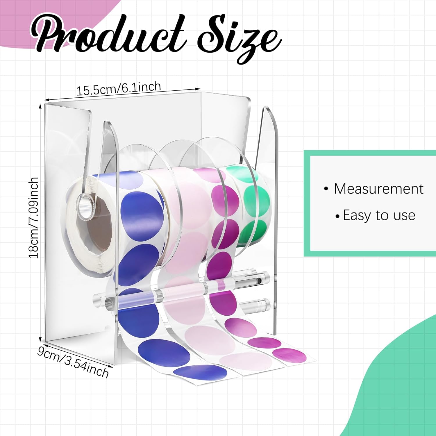 Adjustable Label Dispenser with 4 Rolls Transparent Design - Image 2