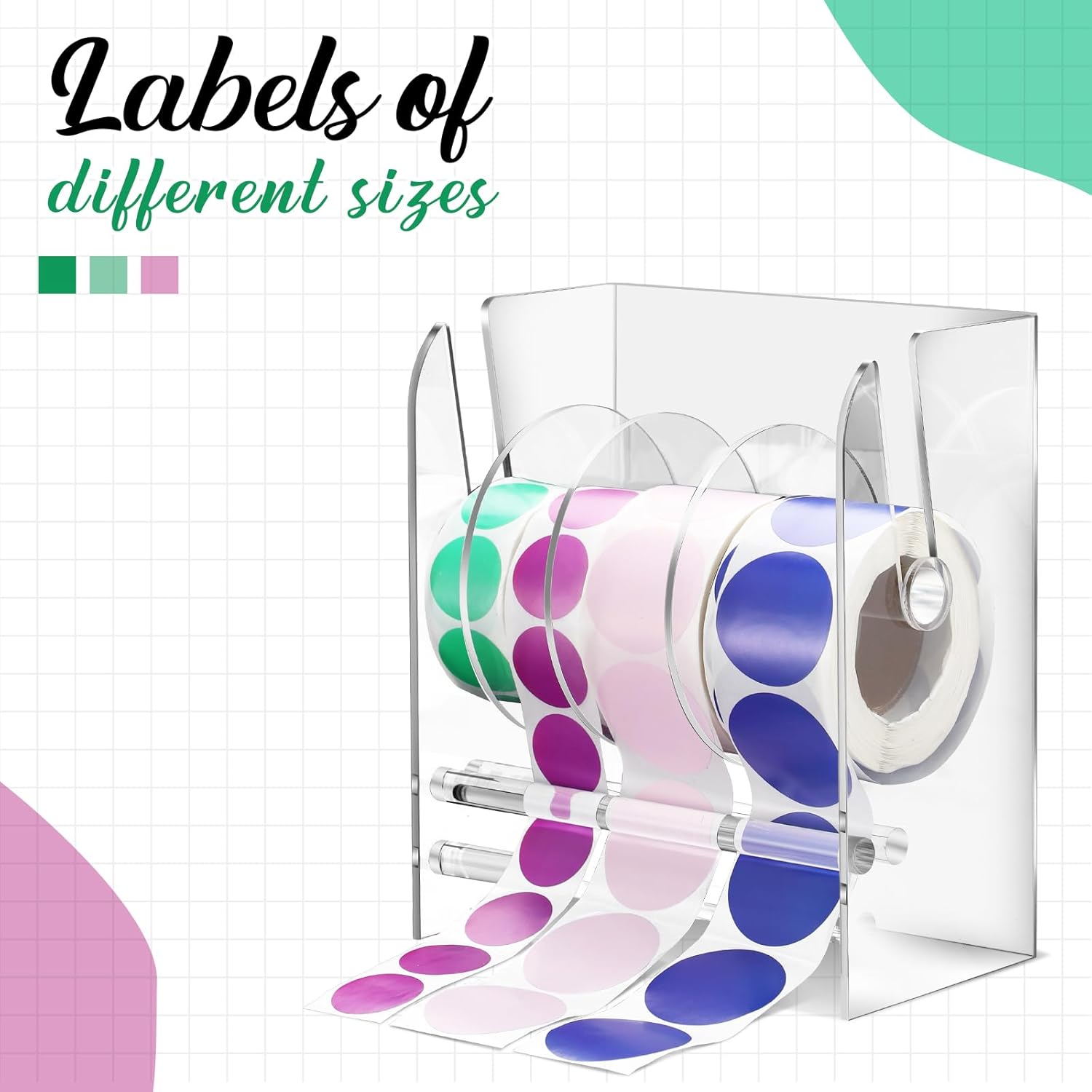Adjustable Label Dispenser with 4 Rolls Transparent Design - Image 5