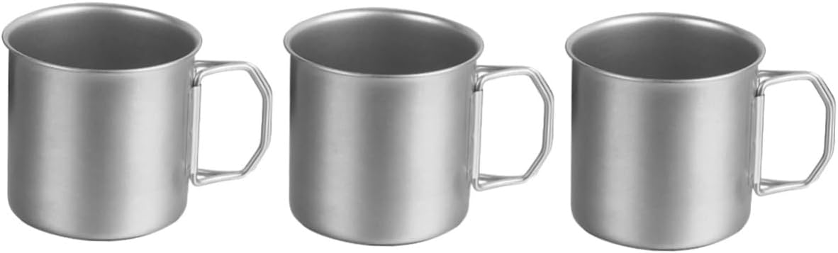 3-Piece Stainless Steel Cup Set Portable Stackable Metal Drinking Cups for Camping Hiking Picnic Outdoor Use Water Juice - Image 1