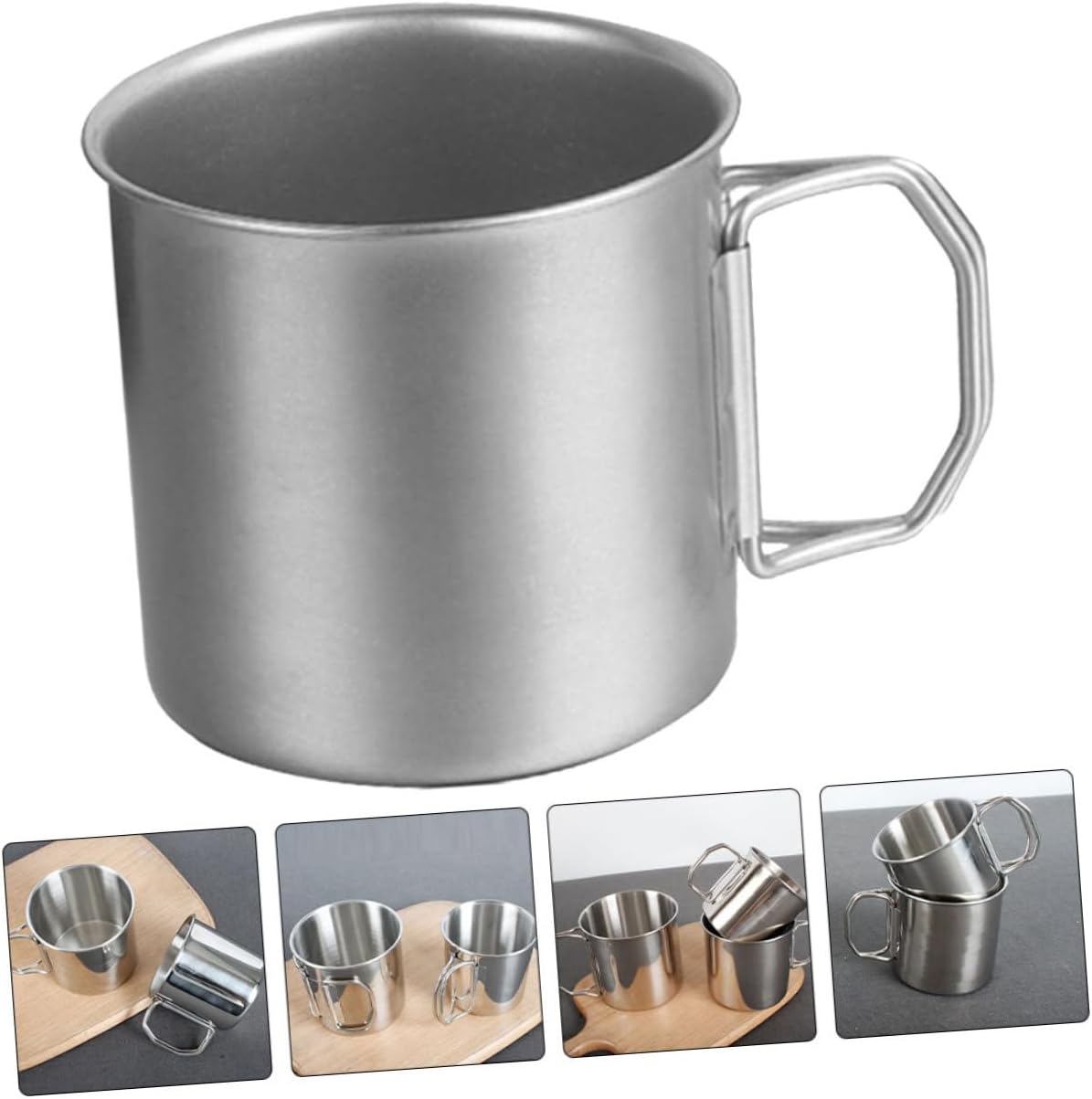 3-Piece Stainless Steel Cup Set Portable Stackable Metal Drinking Cups for Camping Hiking Picnic Outdoor Use Water Juice - Image 3