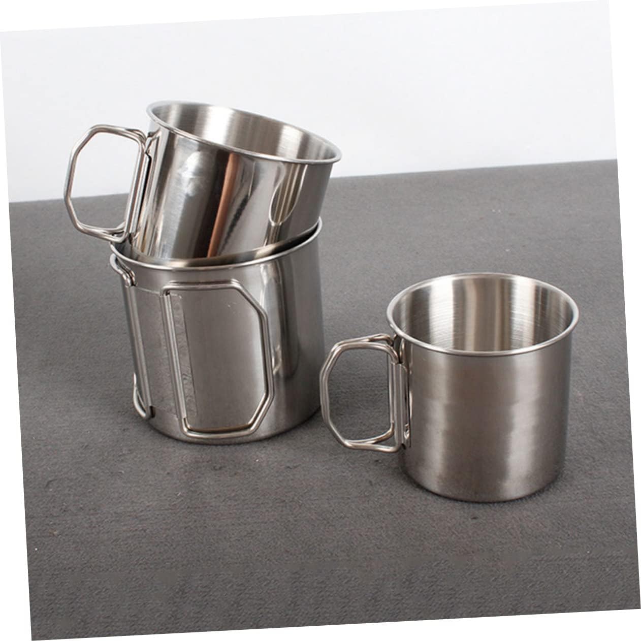 3-Piece Stainless Steel Cup Set Portable Stackable Metal Drinking Cups for Camping Hiking Picnic Outdoor Use Water Juice - Image 6