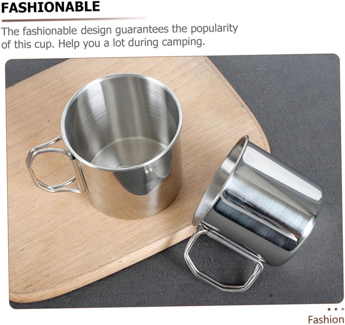 3-Piece Stainless Steel Cup Set Portable Stackable Metal Drinking Cups for Camping Hiking Picnic Outdoor Use Water Juice - Image 7