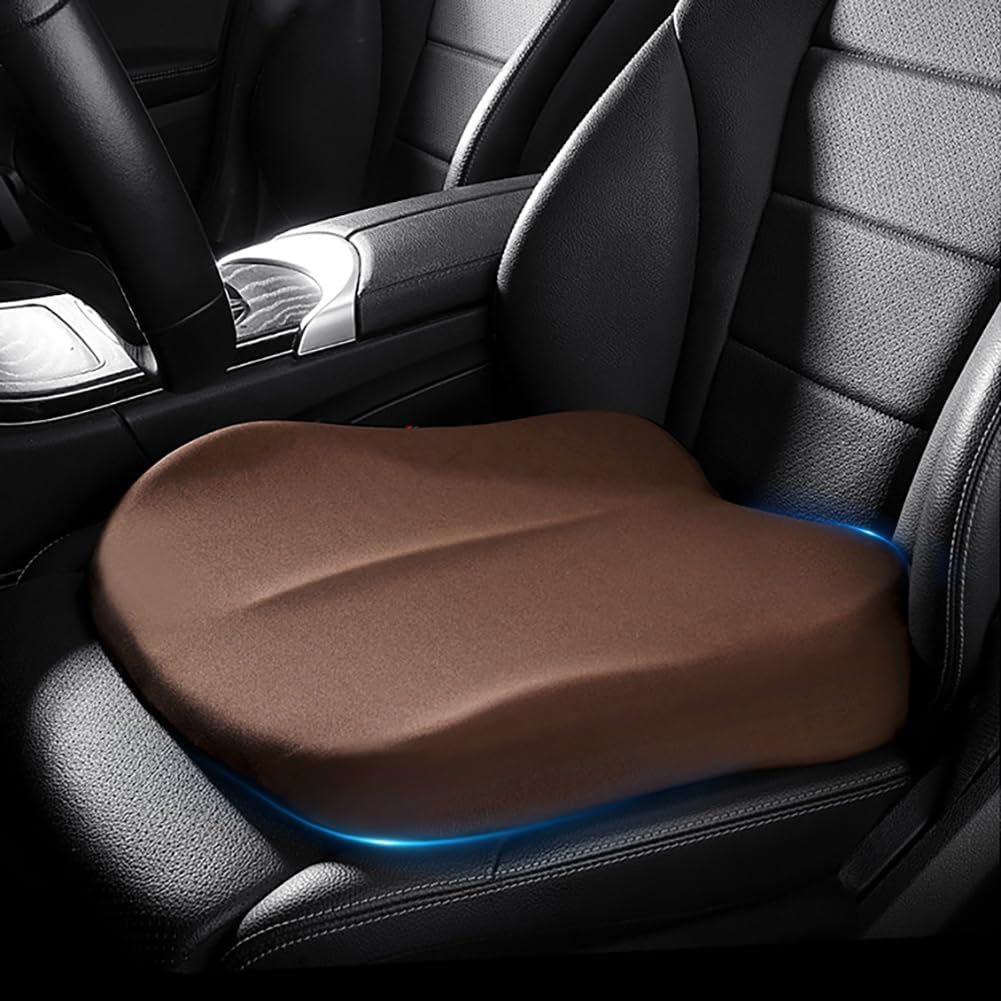 Memory Foam Car Seat Cushion 42x42x10cm Brown - Comfortable Supportive Auto Seat Pillow for Enhanced Driving Experience - Image 1