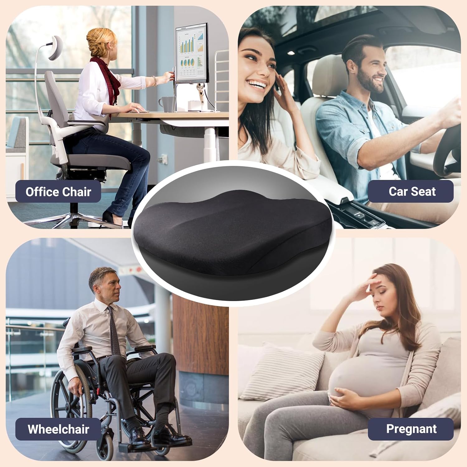 Memory Foam Car Seat Cushion 42x42x10cm Grey - Comfortable Support for Car Seats - Image 6