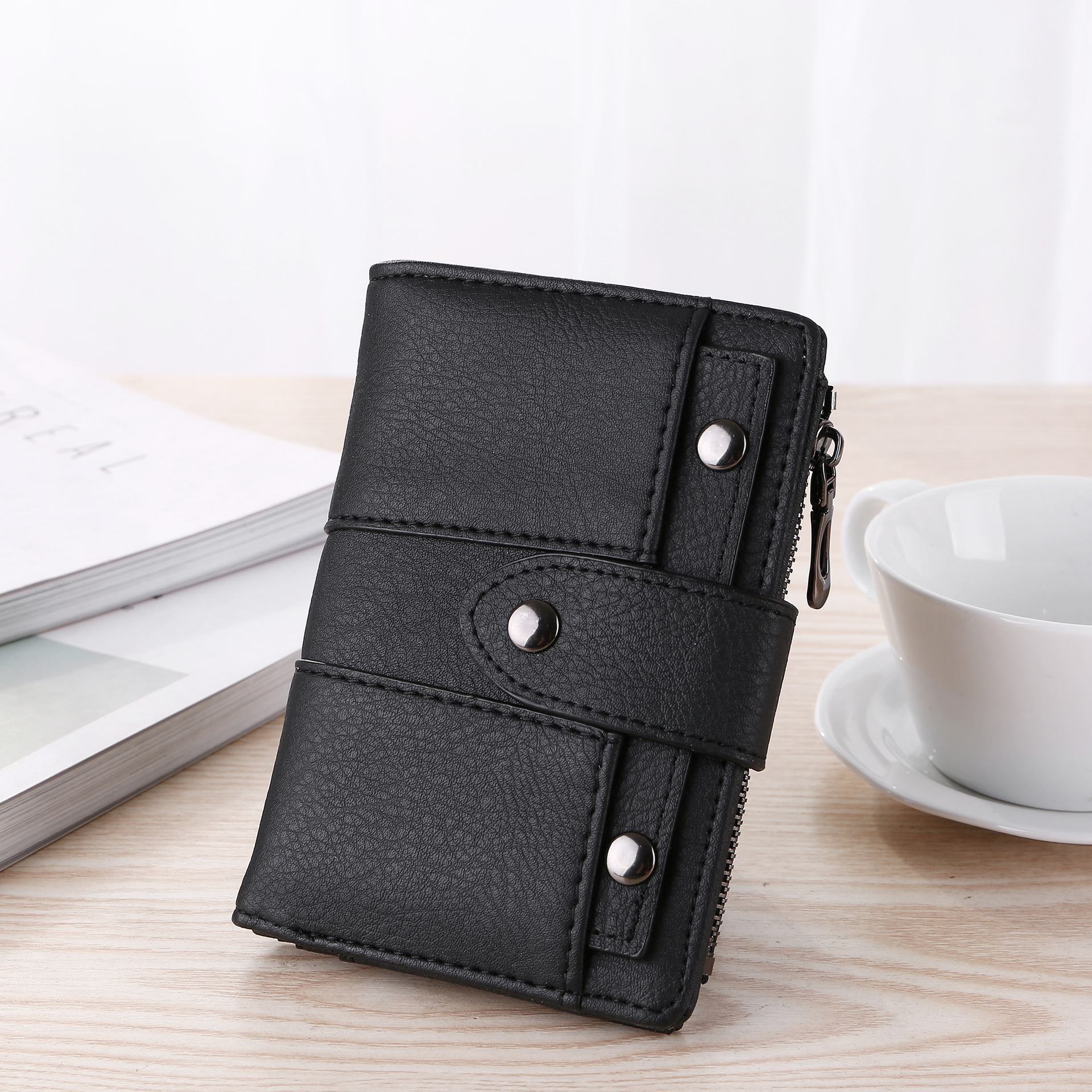 Women's Faux Leather Wallet Clutch Purse Black One Piece - Image 1