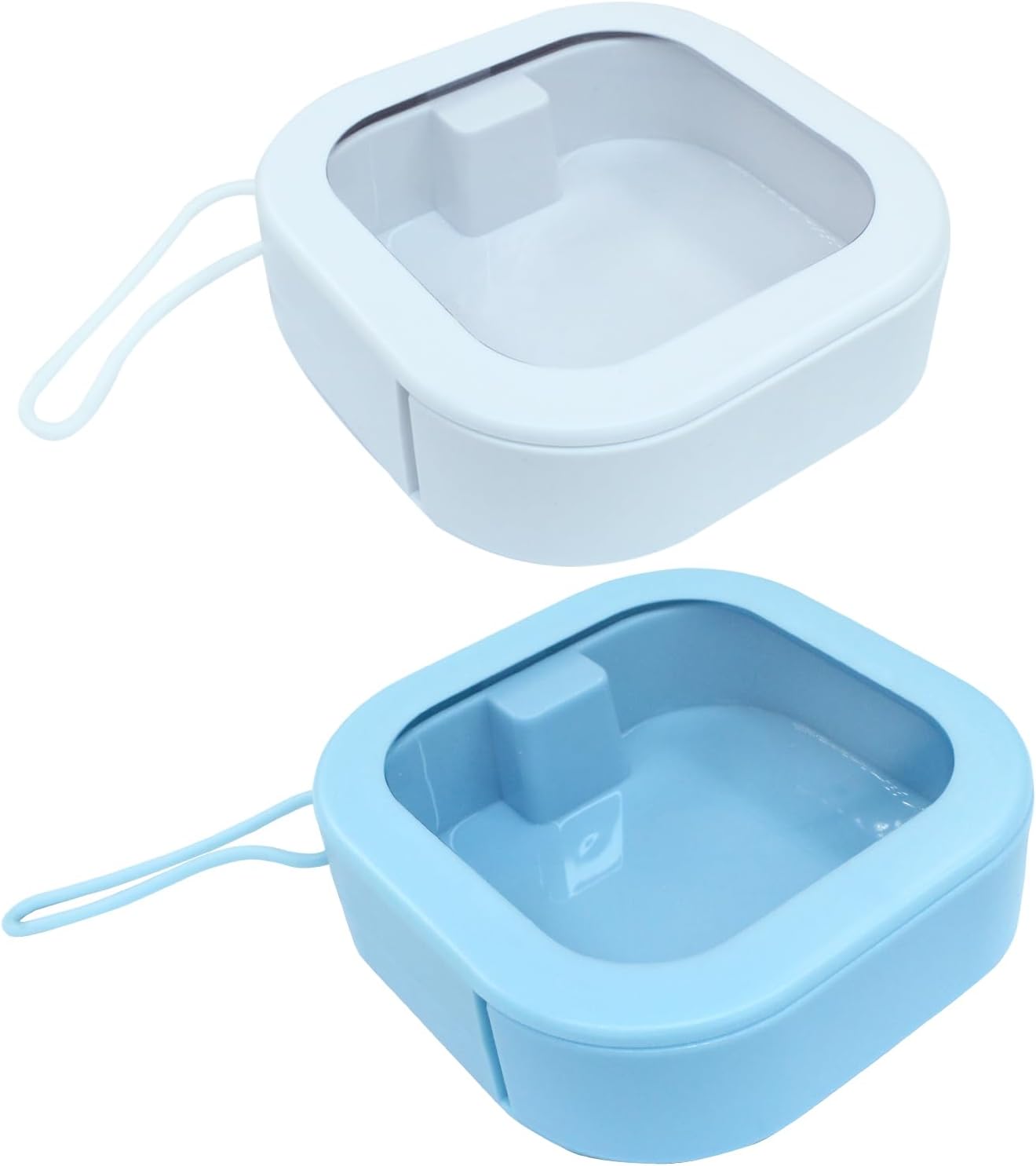 2 Piece Set Portable Blue and White Storage Boxes Stackable Travel Organizers for Small Hair Clips Jewelry Trimmer Accessories - Image 1
